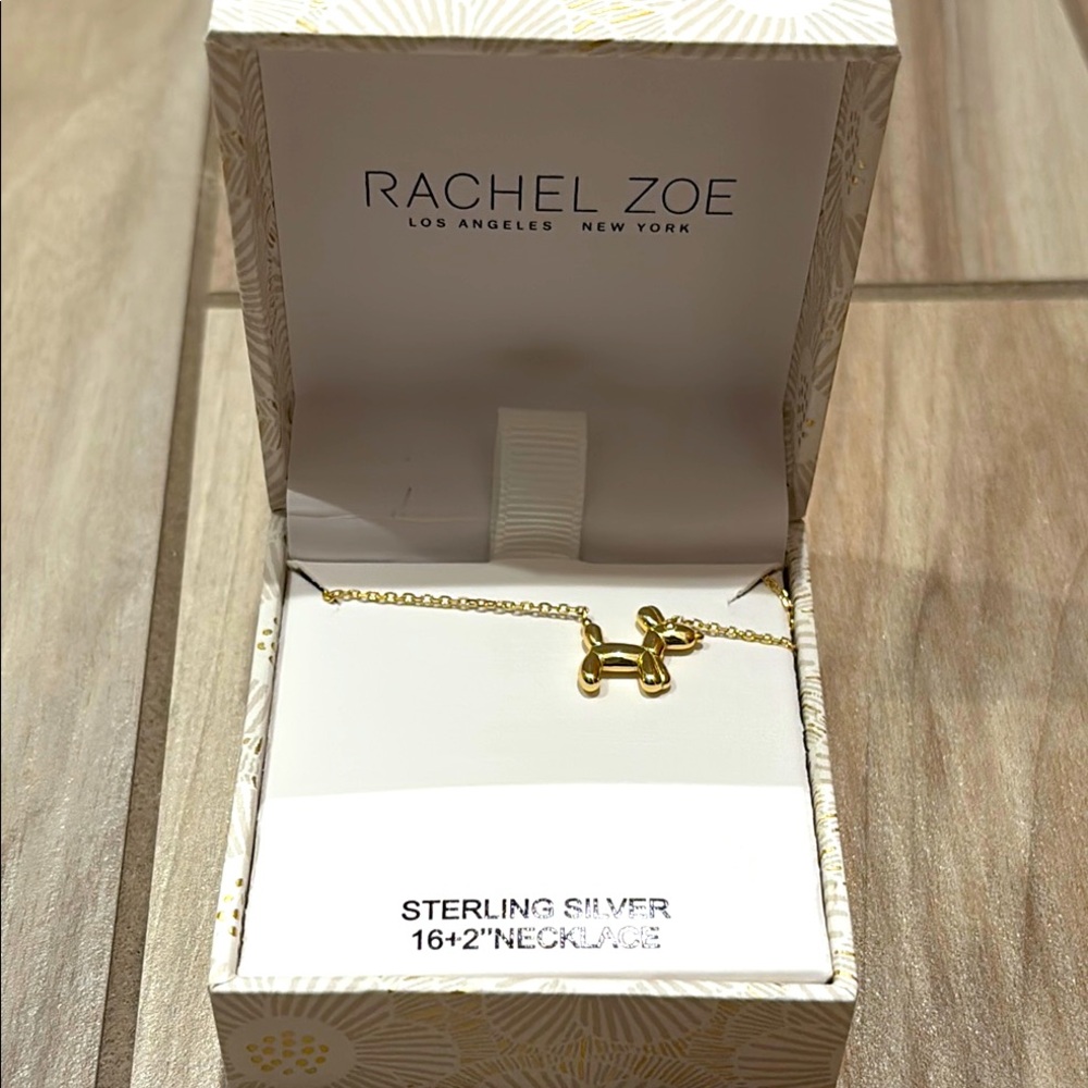 NIB Rachel Zoe Gold Balloon Dog Pendant Necklace